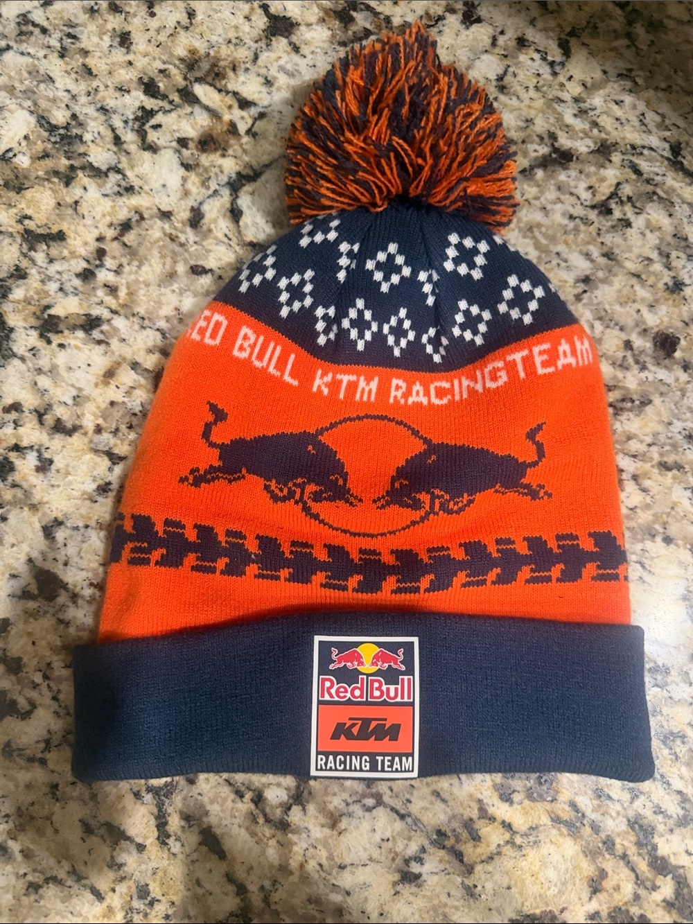 KTM factory racing team toboggan Orange & Navy Pom Beanie

Like new